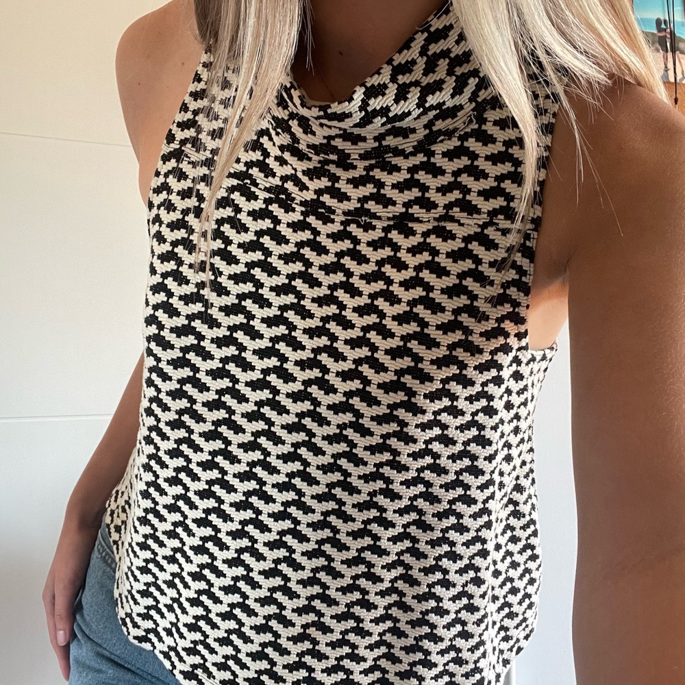 We The Free Black and White Houndstooth Tank Top